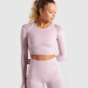 Gymshark Pink Flawless Knit Long Sleeve Crop